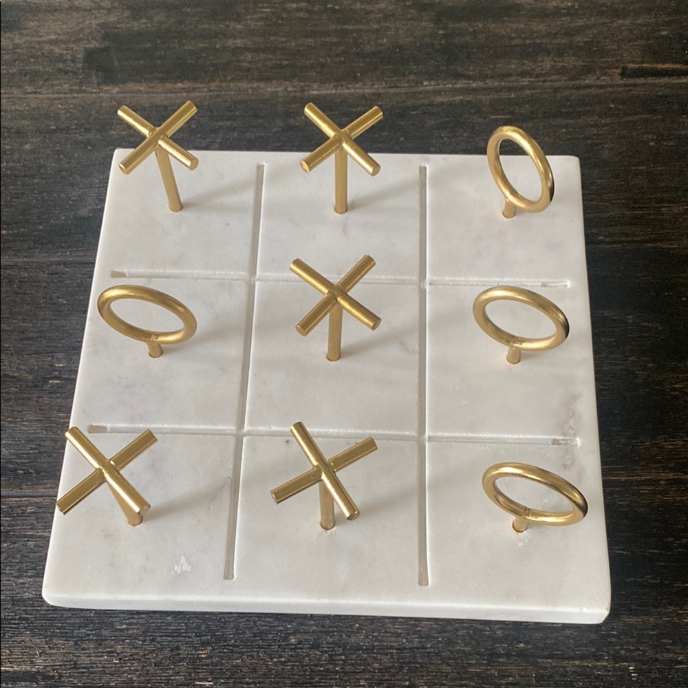 Gold and White Tic Tac Toe Set
